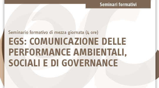 Immagine Seminario EGS: comunicazione delle performance ambientali, sociali e di governance | Euroconference